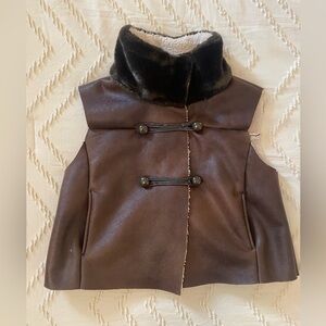 Faux leather & fur vest